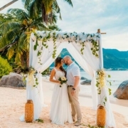 Getting married in Seychelles, image shows couple at venue