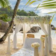 religious wedding with blessing at the beach