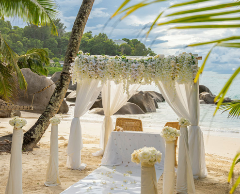 religious wedding with blessing at the beach